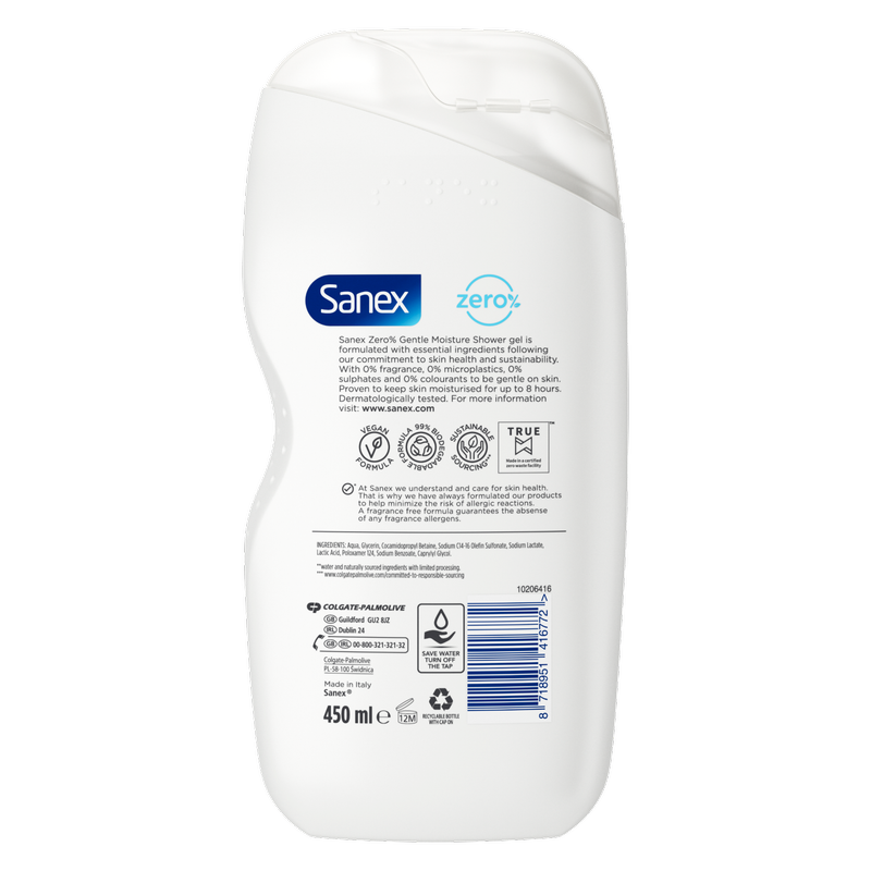 Sanex Zero % Sensitive Skin Shower Gel, 450ml