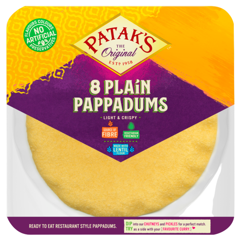 Patak's Plain Pappadums, 8pcs