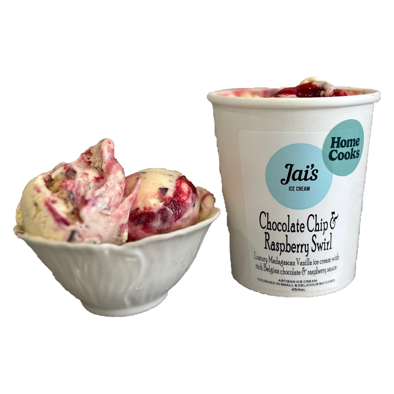 HomeCooks Raspberry Choc Chip Swirl - by Chef Jai, 454ml
