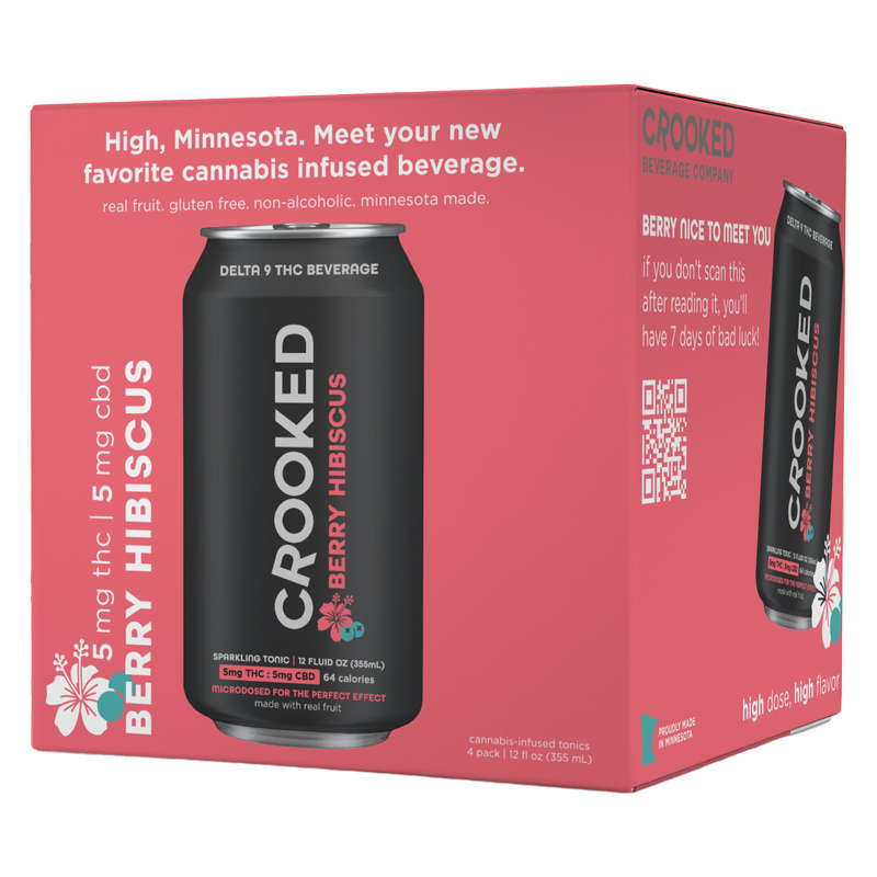Crooked Beverage THC 5mg Berry Hibiscus 4pk 12oz Can
