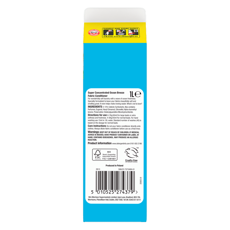 Morrisons Ocean Breeze Fabric Conditioner 40 Washes, 1L