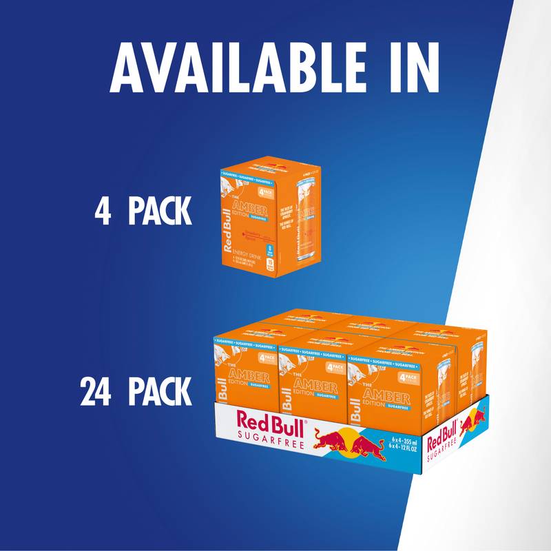 Red Bull Sugar Free Amber Edition Strawberry Apricot Energy Drink 24 pack 12oz Can Bundle
