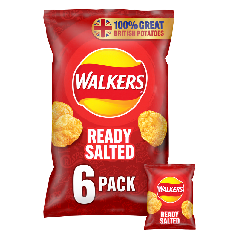 Walkers Ready Salted, 6 x 25g