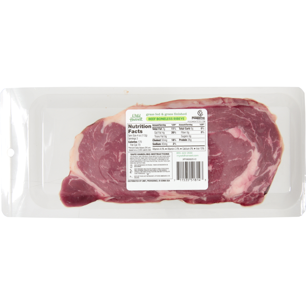 Wild Harvest Frozen Grass Fed Ribeye - 12oz