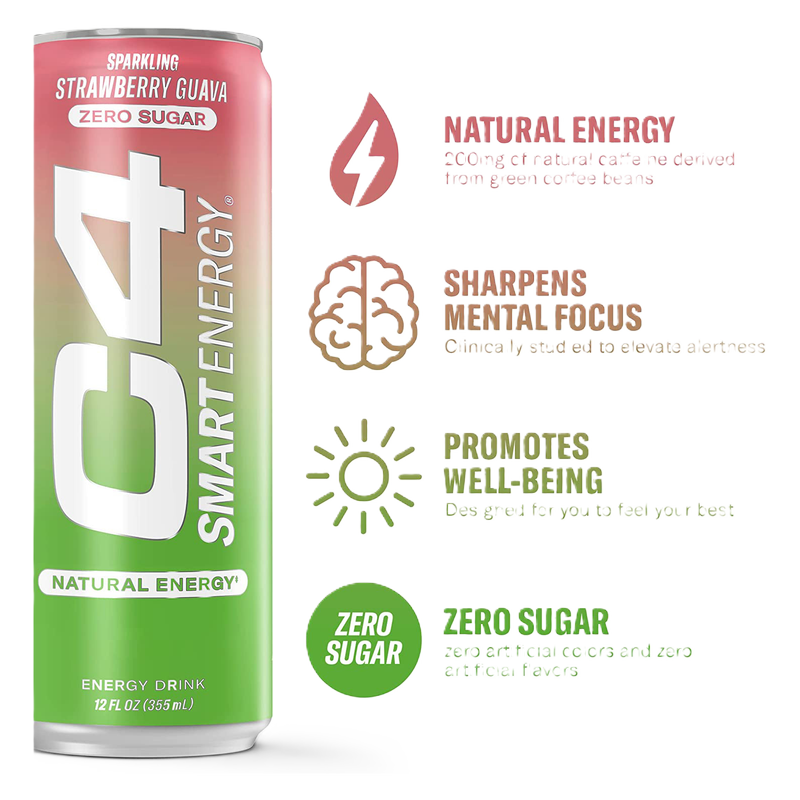 C4 Smart Energy Strawberry Guava 12oz Can