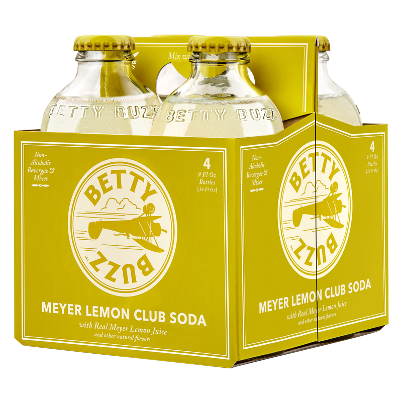 Betty Buzz Club Soda Meyer Lemon 9oz 4pk Bottle