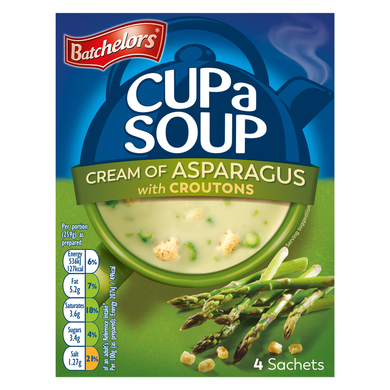Batchelors Cup a Soup Cream of Asparagus with Croutons, 4pcs