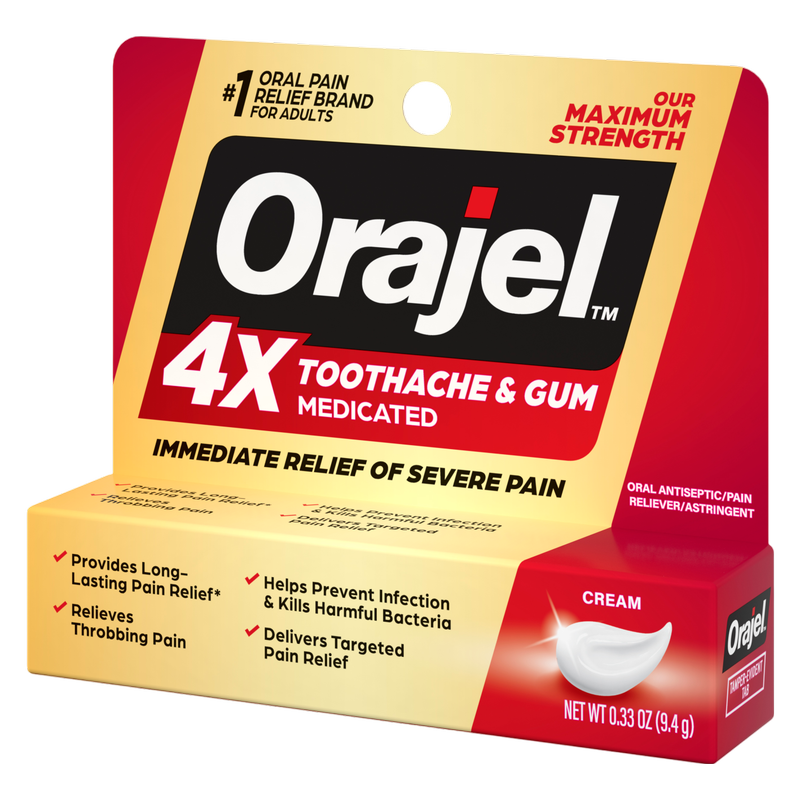 Orajel 4X for Toothache Gum Pain: Severe Cream Tube 0.33oz
