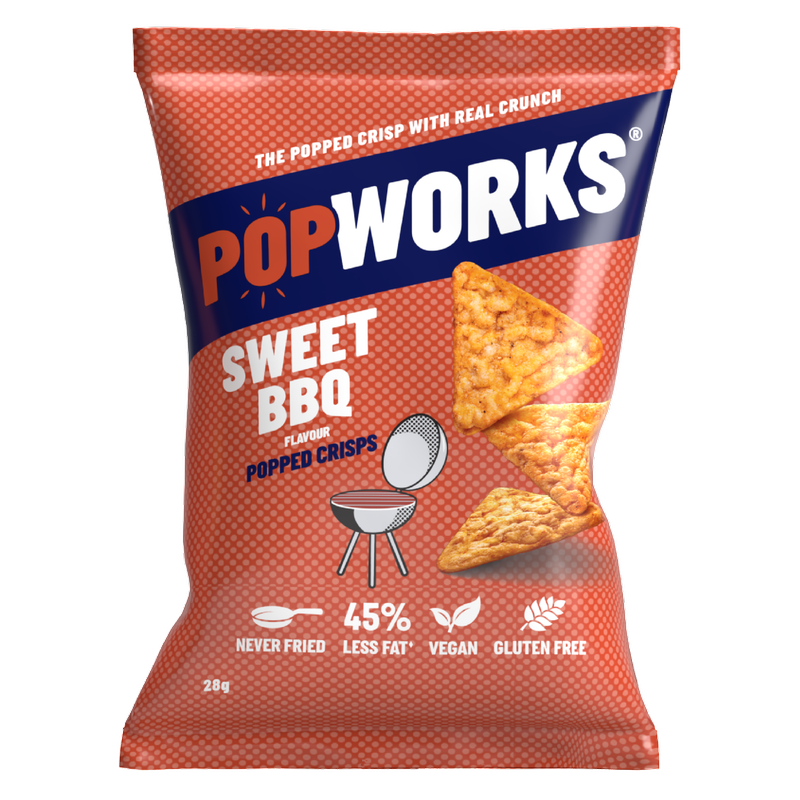 Popworks Sweet Bbq Flavour Popped Crisps, 28g
