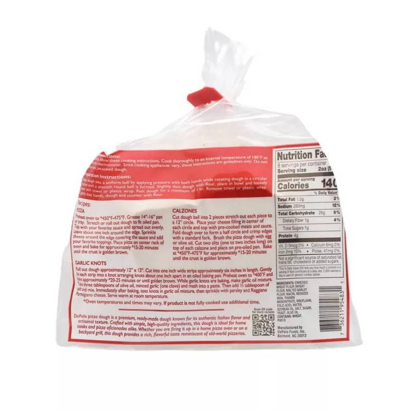 Depalo Foods Traditional Pizza Dough (Frozen) - 16oz