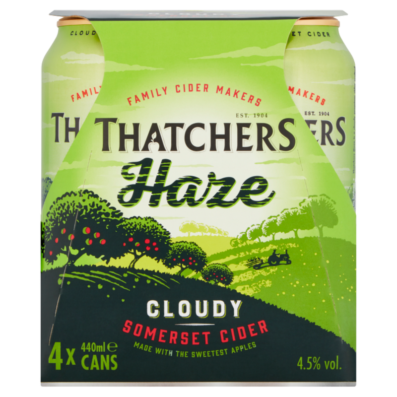 Thatchers Haze Cloudy Cider, 4 x 440ml
