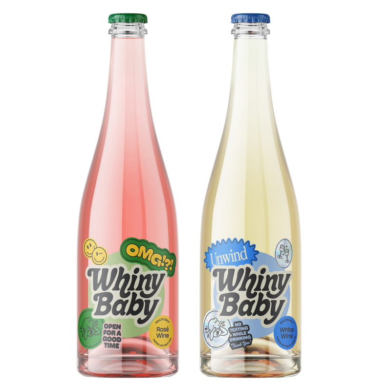 Whiny Baby Unwind White Wine and Fizzy Rose Wine Bundle 750ml 