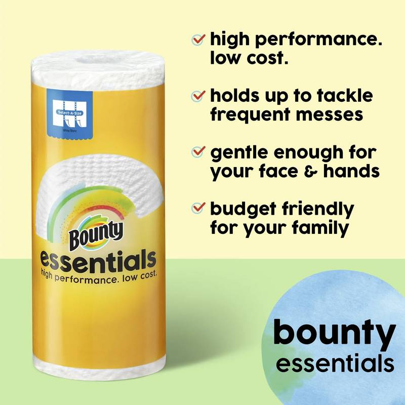 Bounty Essentials, Select-A-Size, Paper Towels, White, 12 Double Rolls