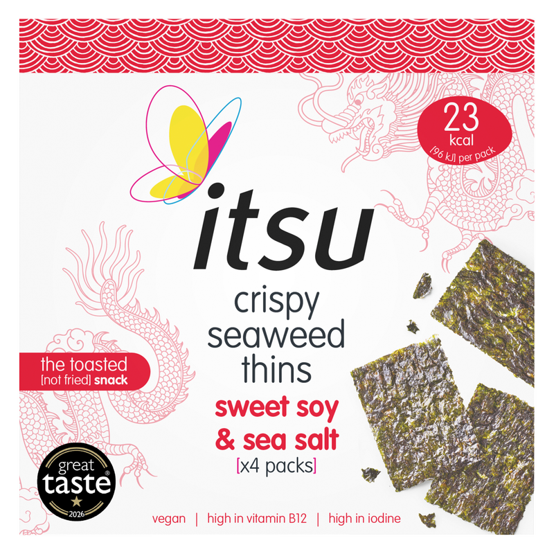 itsu Sweet Soy & Sea Salt Crispy Seaweed Thins, 4 x 5g