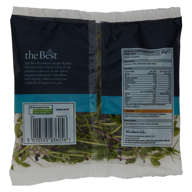 Morrisons The Best Pea Shoots, Purple Radish & Garlic Chives Salad, 60g
