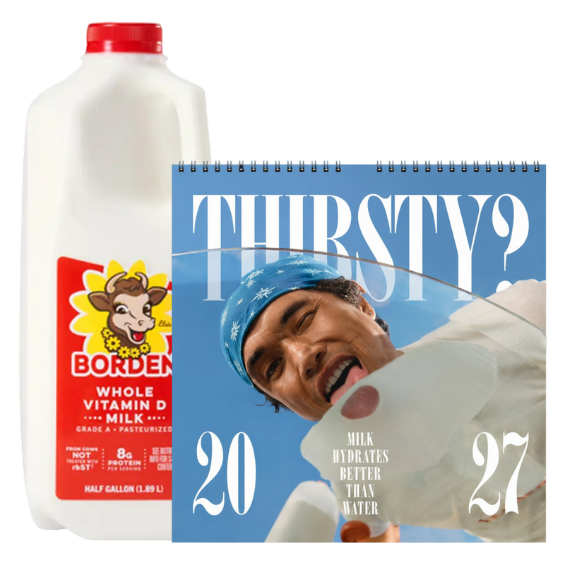2027 Milk Man Hydration Calendar & Borden Whole Vitamin D Milk - 1/2 Gallon