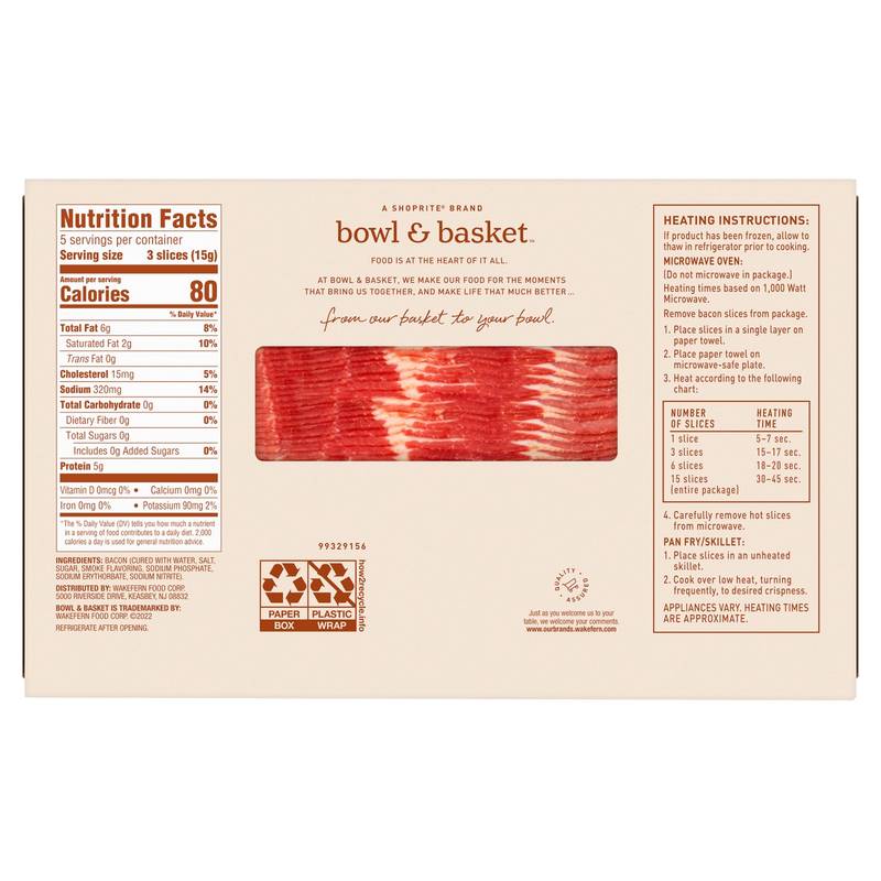 Bowl & Basket Fully Cooked Bacon - 2.1oz