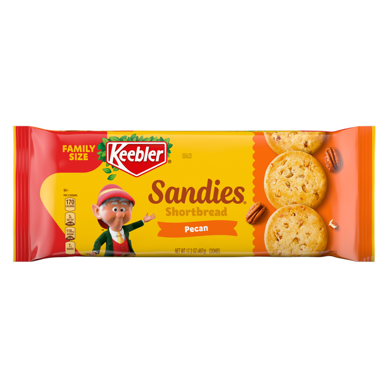 Keebler Sandies Pecan Cookies, Shortbread Cookies with Crunchy Pecans, Family Size 17.2 oz
