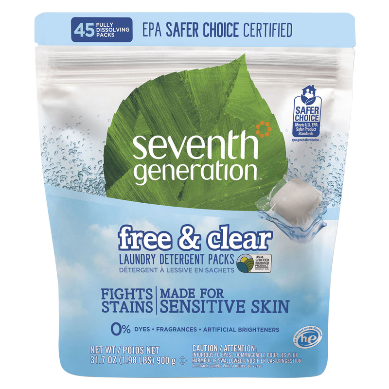 Seventh Generation Free & Clear Laundry Detergent Packs 45ct