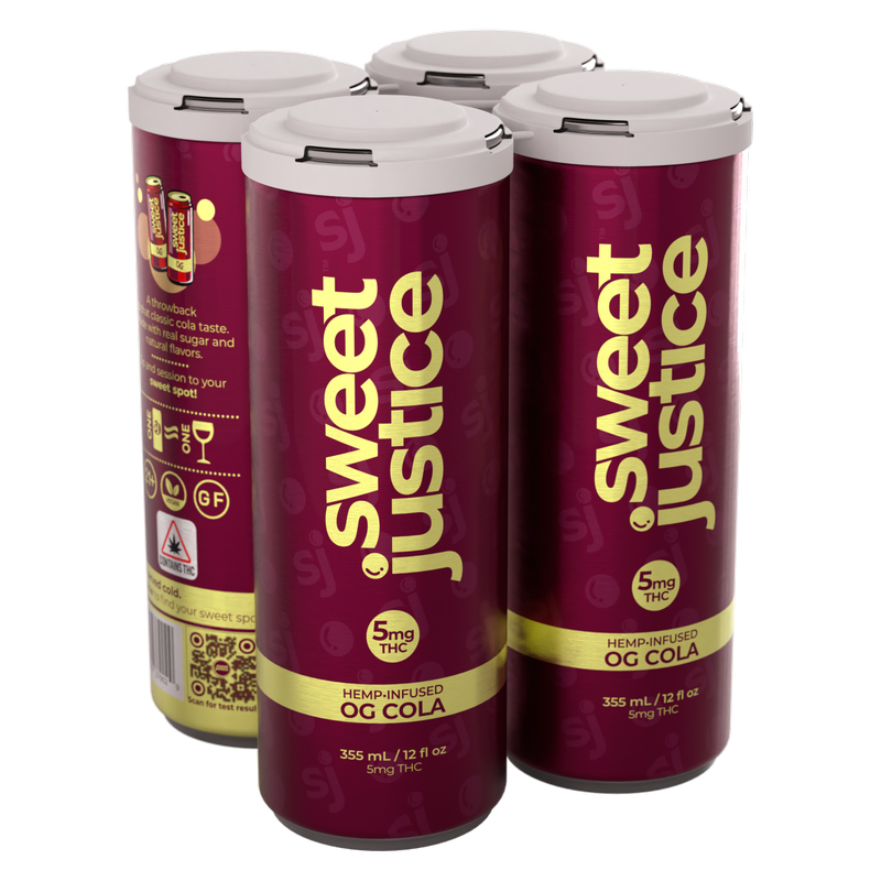 Sweet Justice OG Cola 5 mg THC, paquete de 4 latas de 12 oz
