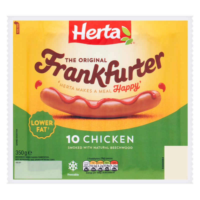 Herta 10 Chicken Frankfurters, 350g