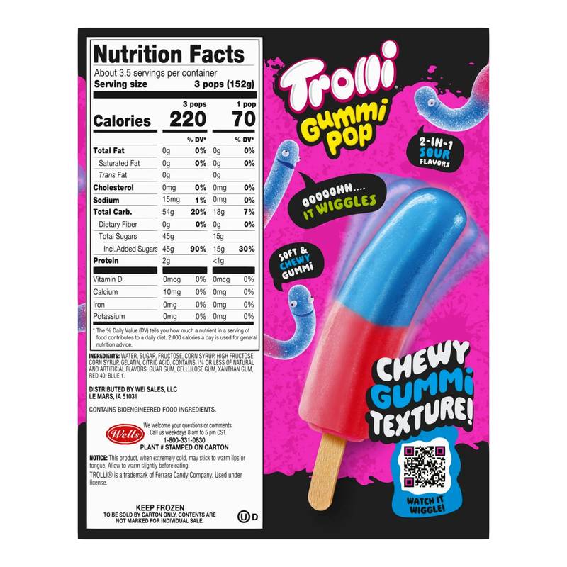 Trolli Grape Strawberry Frozen Gummi Pops, 10ct