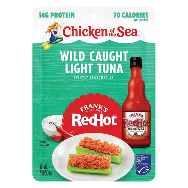 Chicken of the Sea Wild Caught Light Tuna with Franks Red Hot 2.5oz