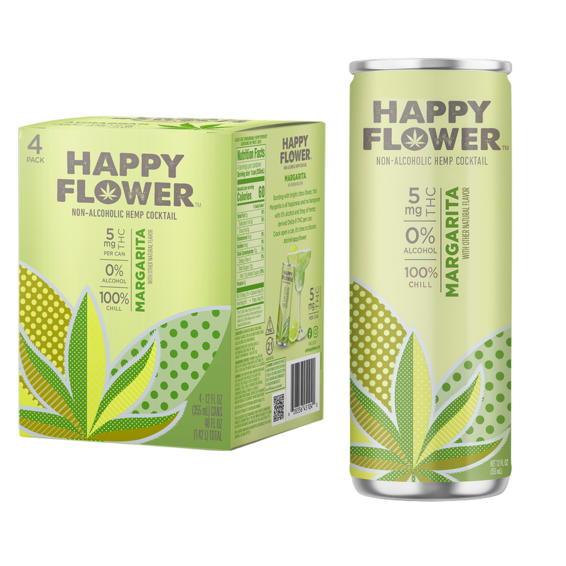 Happy Flower 5mg THC Margarita 4pk 12oz Can