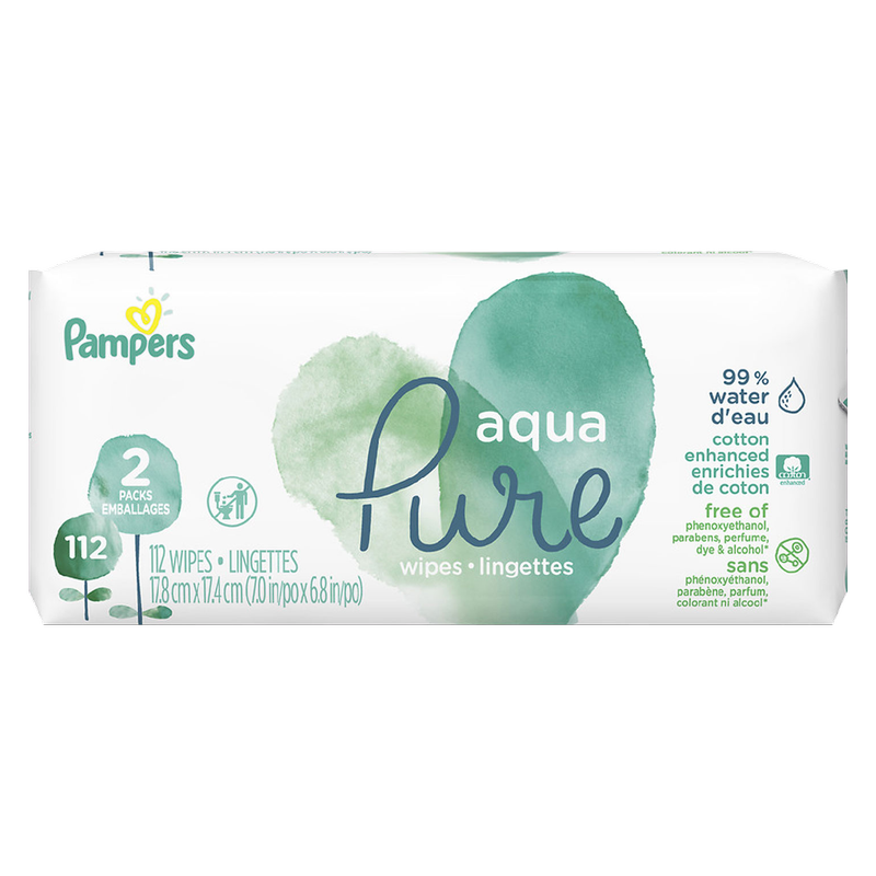 Pampers Aqua Pure Unscented Sensitive Water Baby Wipes 2pk