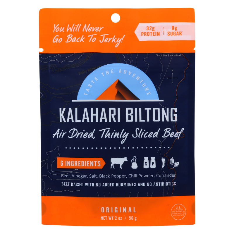 Kalahari Biltong Original Air Dried, Thinly Sliced Beef 2oz