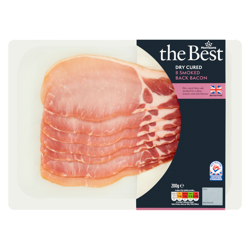 Morrisons The Best 8 Dry Cured Smoked Back Bacon, 200g