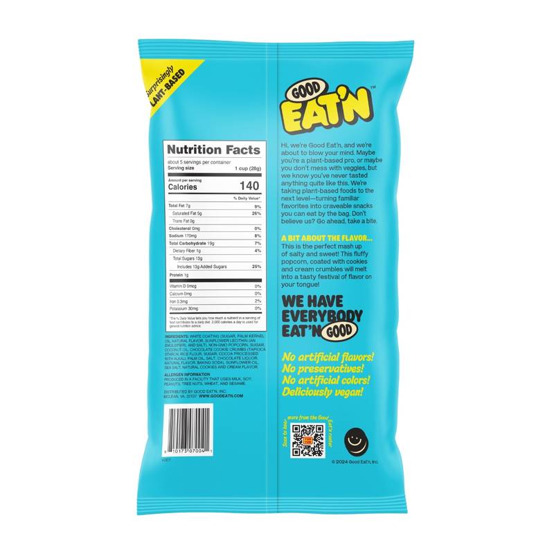 Good Eat'n Cookies N' Creme Popcorn 6oz Bag