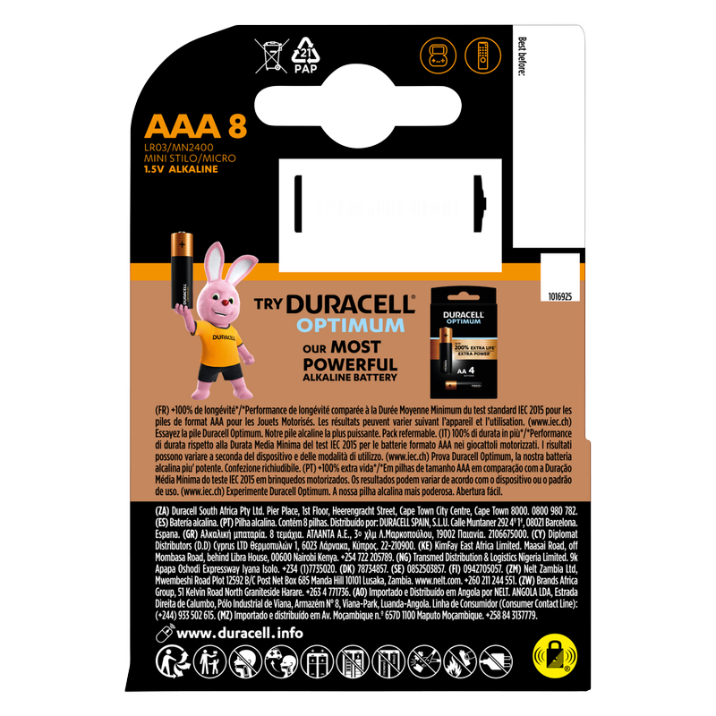 Duracell Plus AAA Batteries, 8pcs