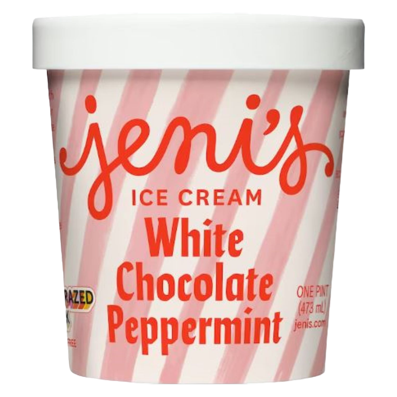 Jeni's, White Chocolate Peppermint Ice Cream Pint 16 oz