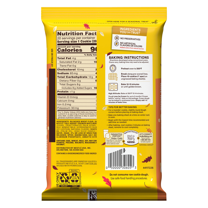 Nestle Toll House Pumpkin Spice Cookie Dough - 20ct/14oz