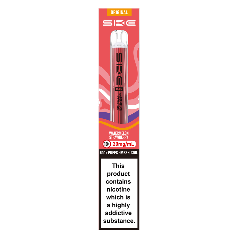 SKE BAR 600 Rechargable Prefilled Kit Watermelon Strawberry 20mg, 1pcs