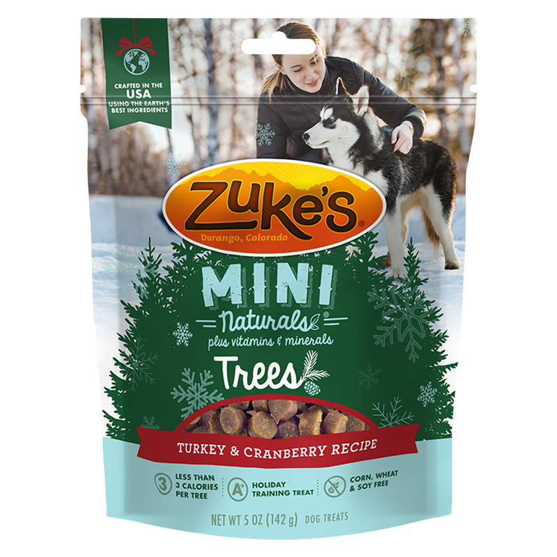 Zuke's Mini Naturals Trees Turkey & Cranberry Dog Treats 5oz