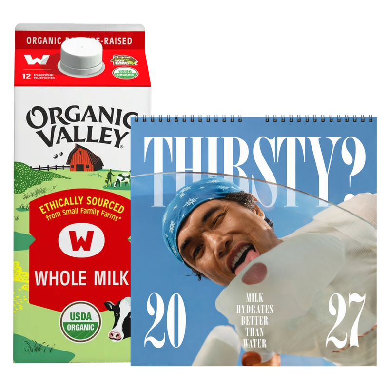 2027 Milk Man Hydration Calendar & Organic Valley Whole Milk 1/2 Gallon