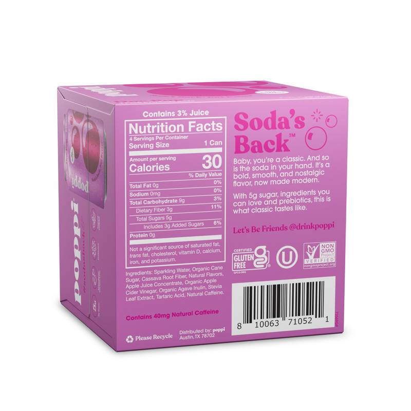 Poppi Prebiotic Doc Pop 4pk 12oz Can