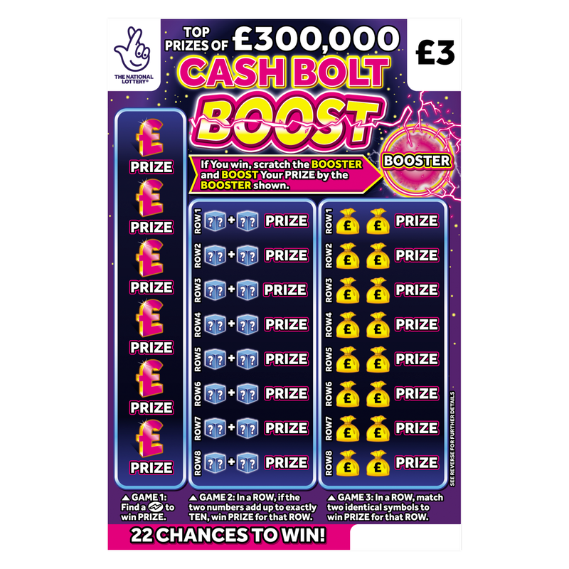 National Lottery Cash Bolt Boost Scratchcard, 1pcs