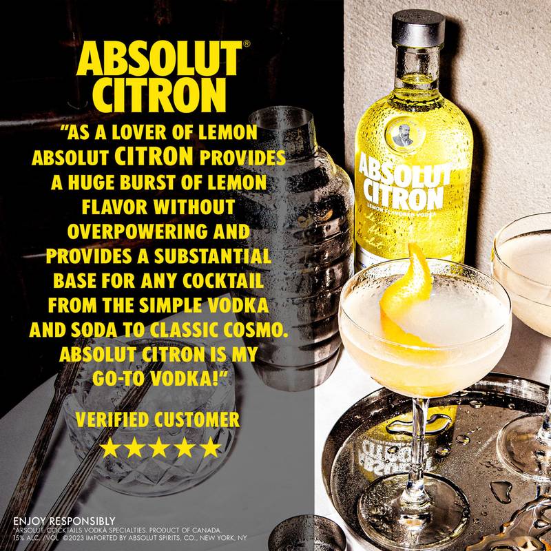 Absolut Citron Flavored Vodka 1L (80 Proof)