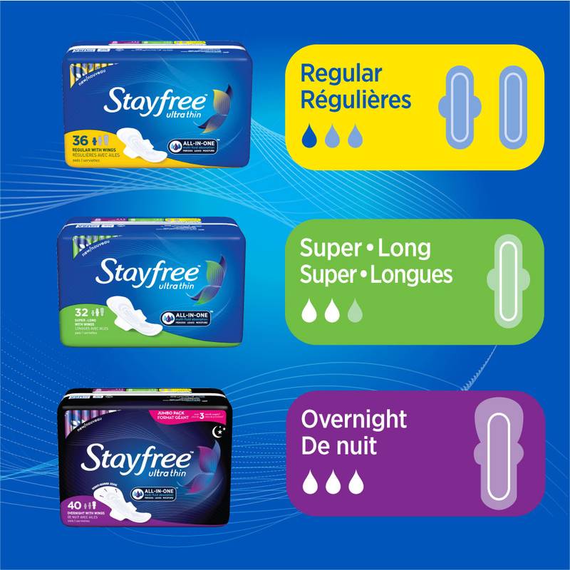 Stayfree Ultra Thin Overnight Pads Regular with Wings Pack of 28ct