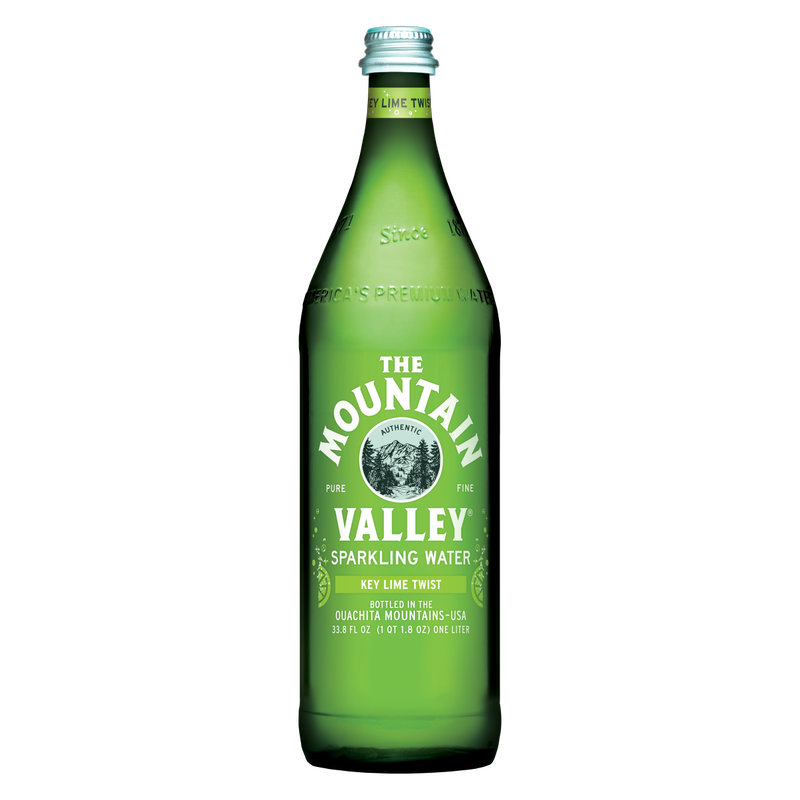 Mountain Valley Sparkling Water Lime 1L Glass Bottle