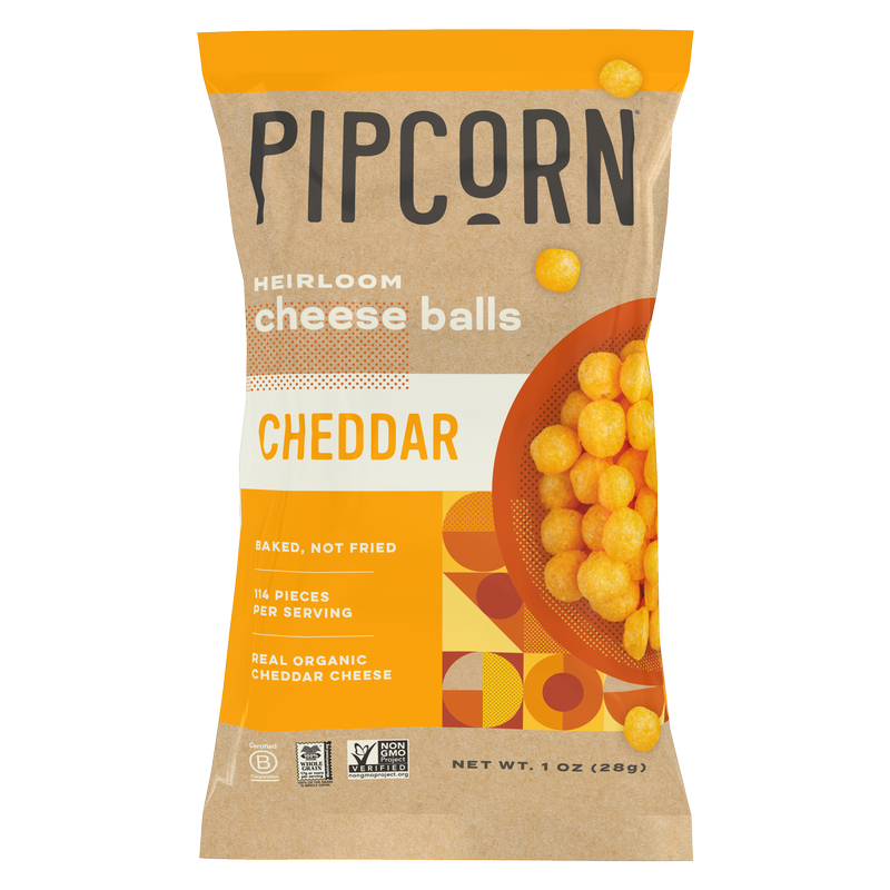 Pipcorn Heirloom Cheddar Cheese Balls 1oz