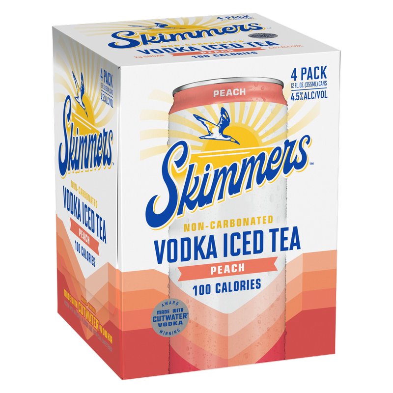 Skimmers Peach Ice Tea 4pk 12oz Can