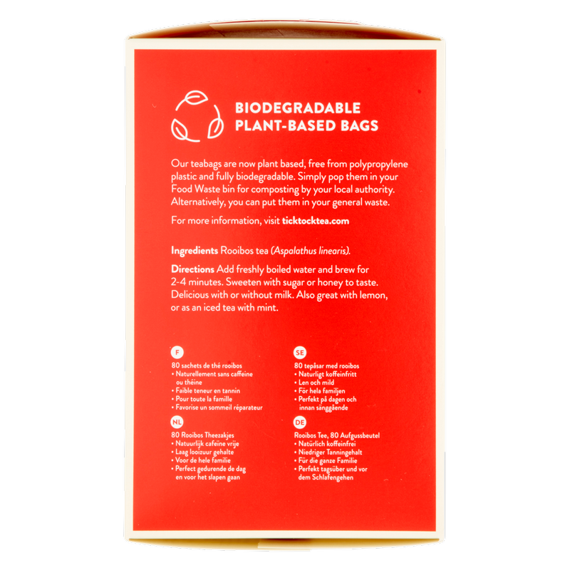 Tick Tock Original Rooibos Tea Bags, 80pcs