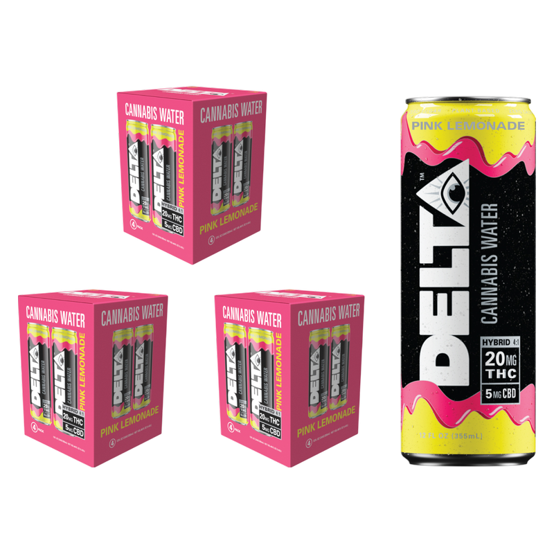Delta 20mg THC Pink Lemonade Cannabis Water  12pk 12oz Can