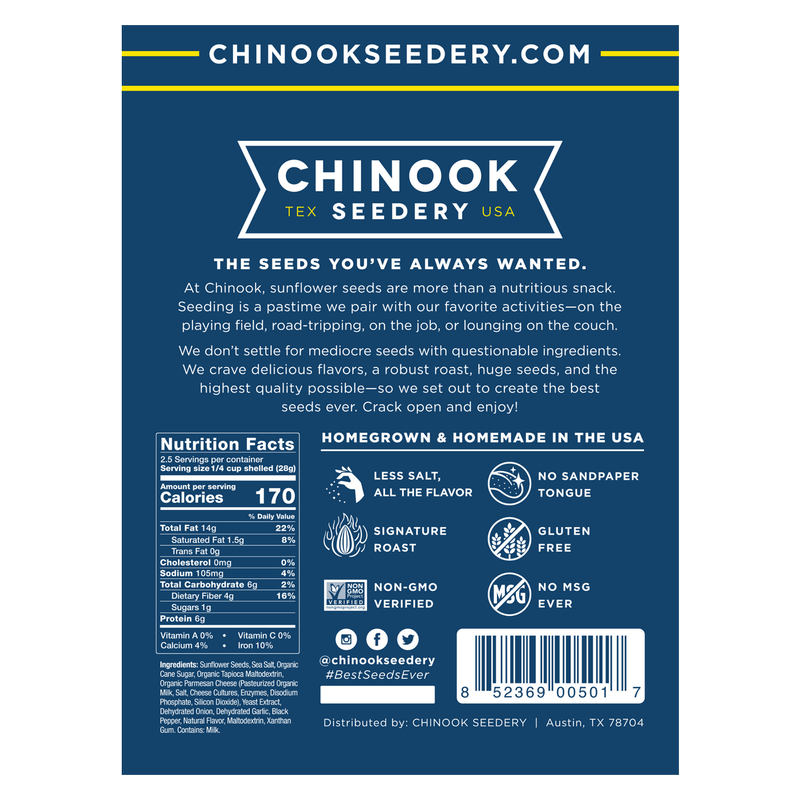 Chinook Seedery Parmesan & Pepper Sunflower Seeds 4oz