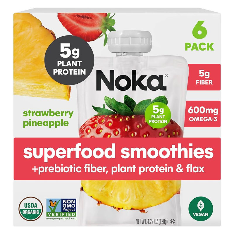 Noka Strawberry Pineapple Superfood Smoothie 6pk 4.22oz Box