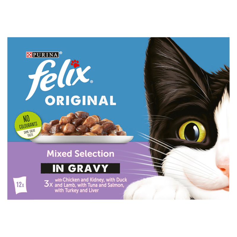 Felix Adult Cat Food Mixed Selection in Gravy, 12 x 100g